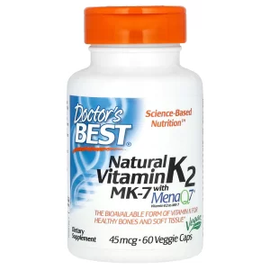 Doctor's Best Natural Vitamin K2 MK-7 with MenaQ7, 45 mcg, 60 Veggie Caps